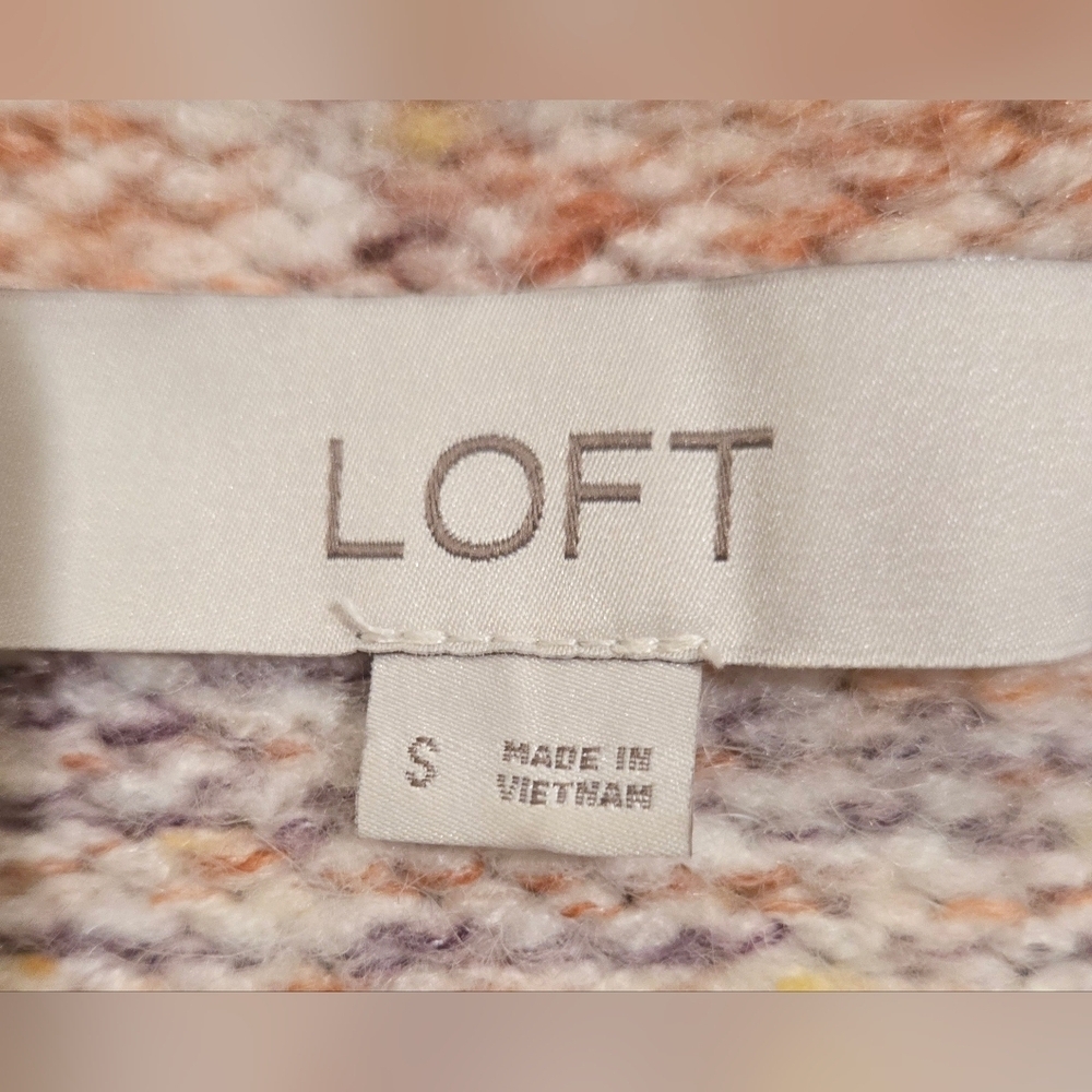 LOFT Multicolor Open Front Cardigan Sz Small - Picture 6 of 7
